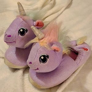 Build a bear girls purple sparkly unicorn slippers